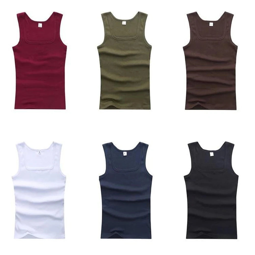 Men’s 100% Cotton Sleeveless Tank – Oversized Muscle Fit Gym T-Shirt