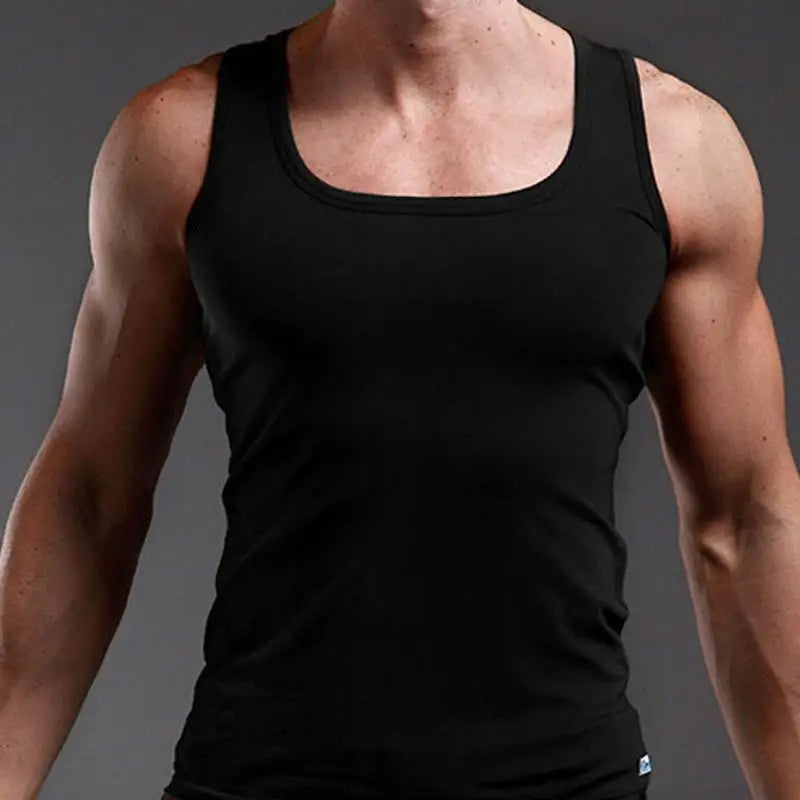 Men’s 100% Cotton Sleeveless Tank – Oversized Muscle Fit Gym T-Shirt