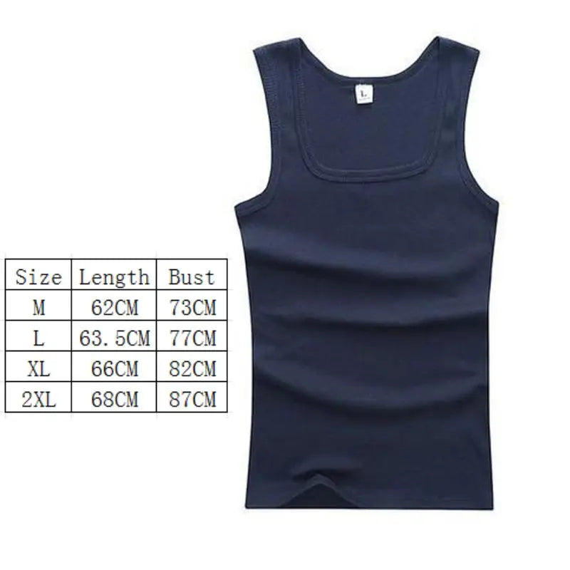 Men’s 100% Cotton Sleeveless Tank – Oversized Muscle Fit Gym T-Shirt