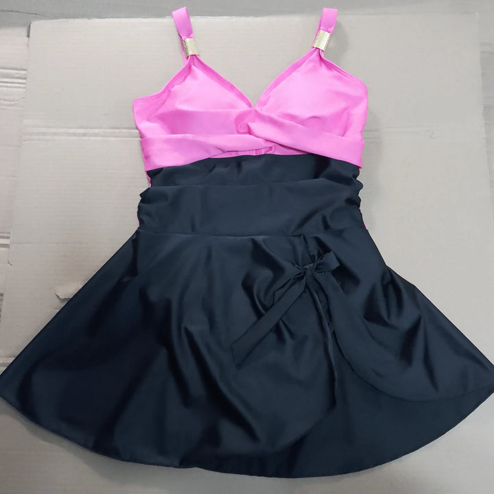 Women’s Tummy Control Swimdress – One-Piece Ruched Cross Swimwear (8 Colors)