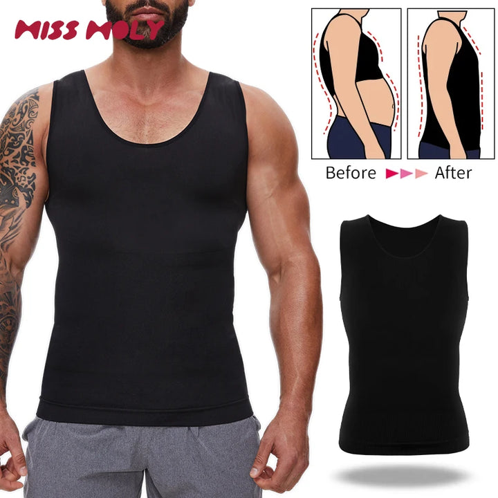 Men’s Compression Shirt – Tummy Control Slimming Vest for Workout & Waist Training
