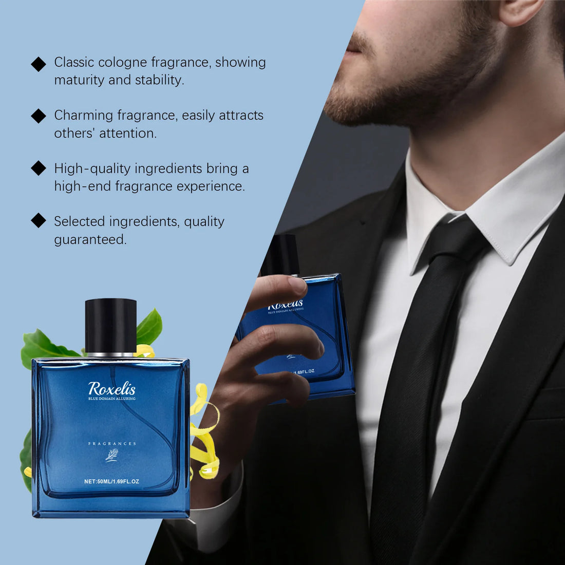 Roxelis Blue Domain Men’s Cologne – 50ml Long-Lasting Pheromone Perfume