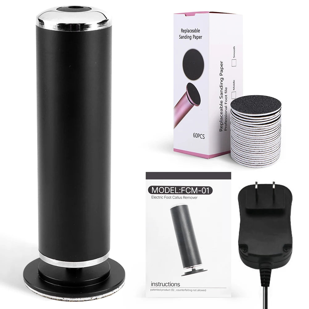Electric Foot Callus Remover – Pedicure Tool with 60 Sandpaper Discs