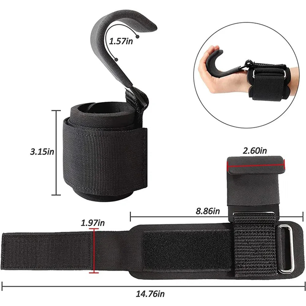 Weight Lifting Hook Grips with Wrist Wraps – Powerlifting & Pull-Up Support Straps