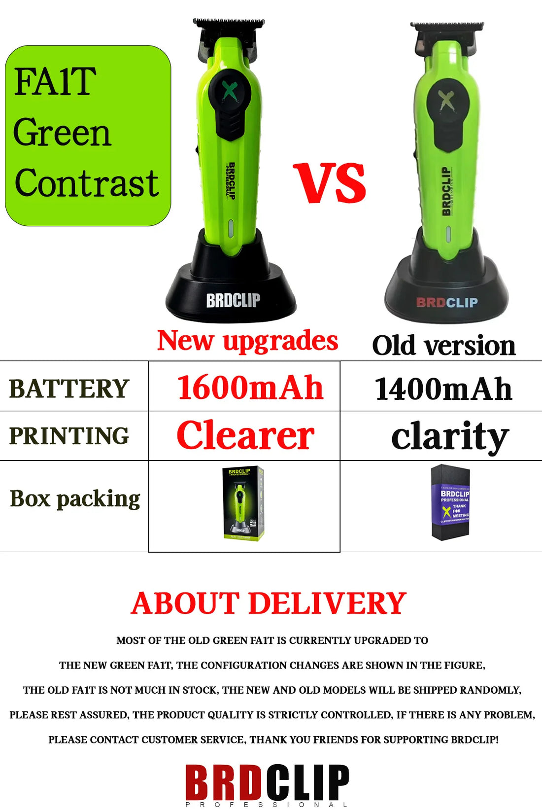 BRDCLIP FA1T Pro Hair Trimmer – Gradient Clipper with Charging Stand