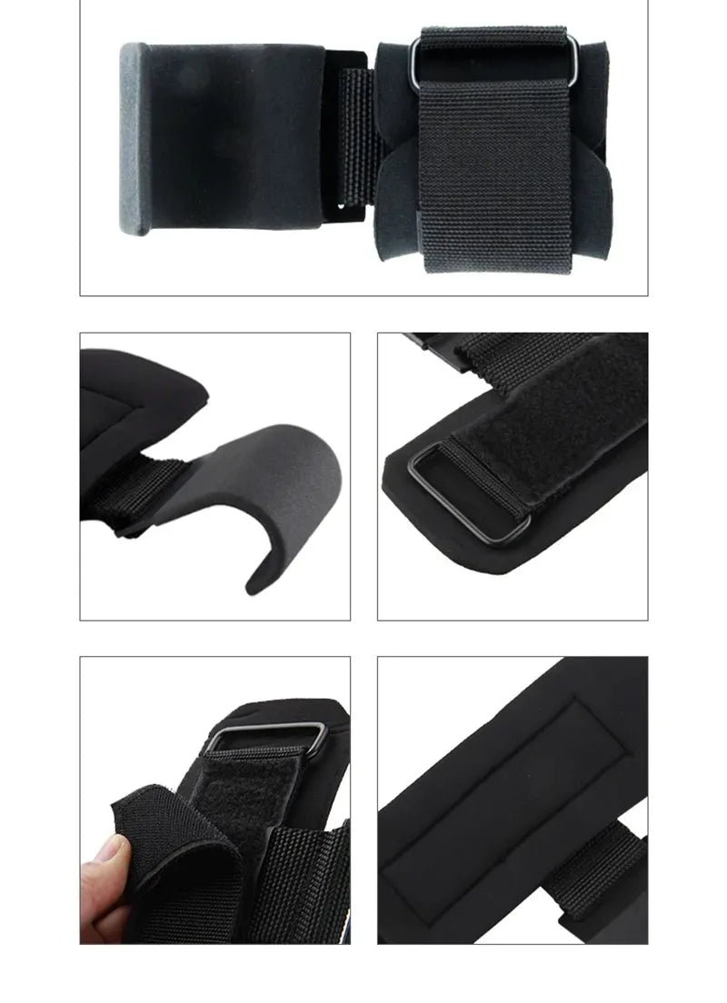 Weight Lifting Hook Grips with Wrist Wraps – Powerlifting & Pull-Up Support Straps