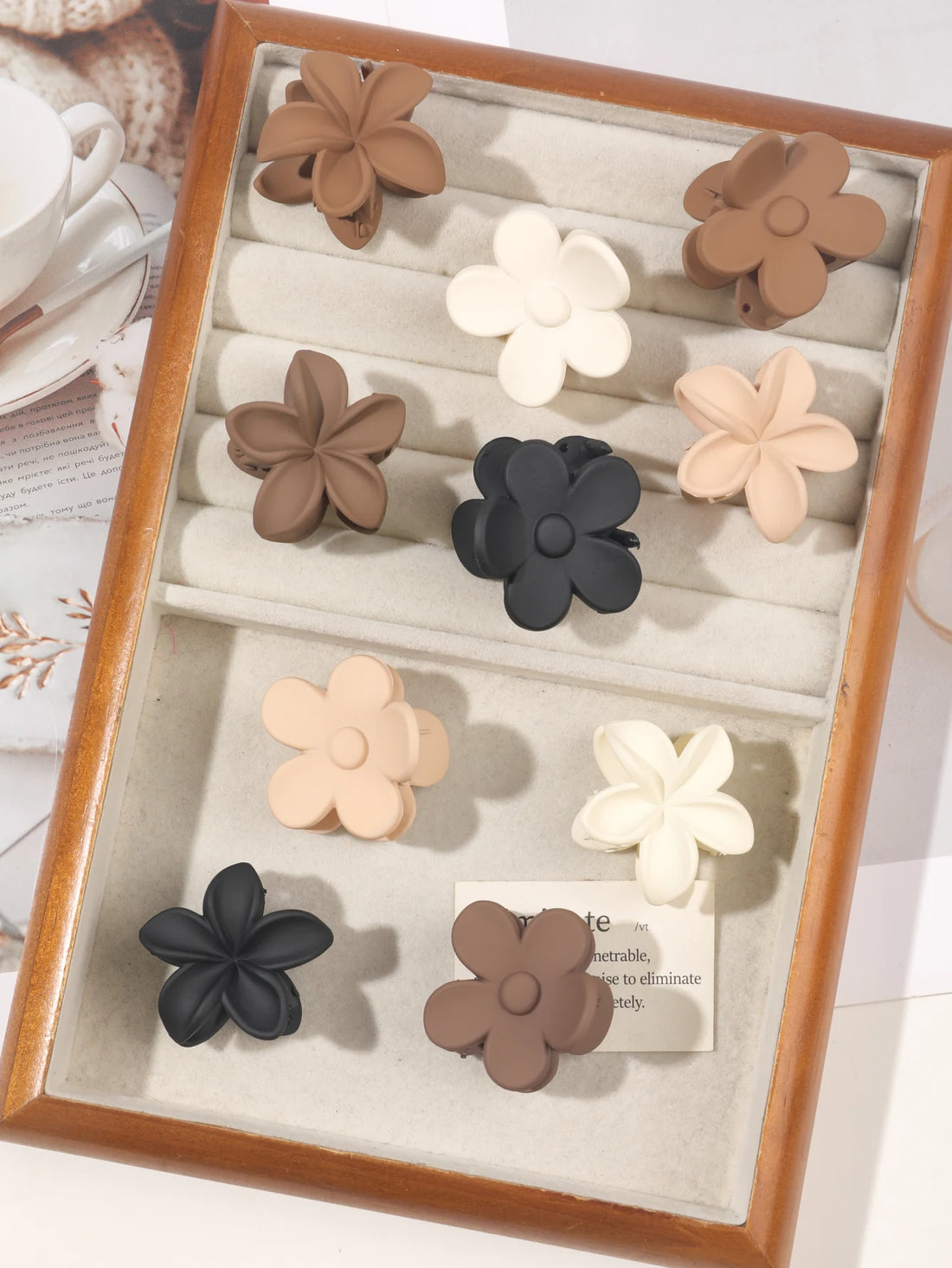 5-Piece Matte Flower Hair Claw Clips – Small Barrettes for Thin Hair