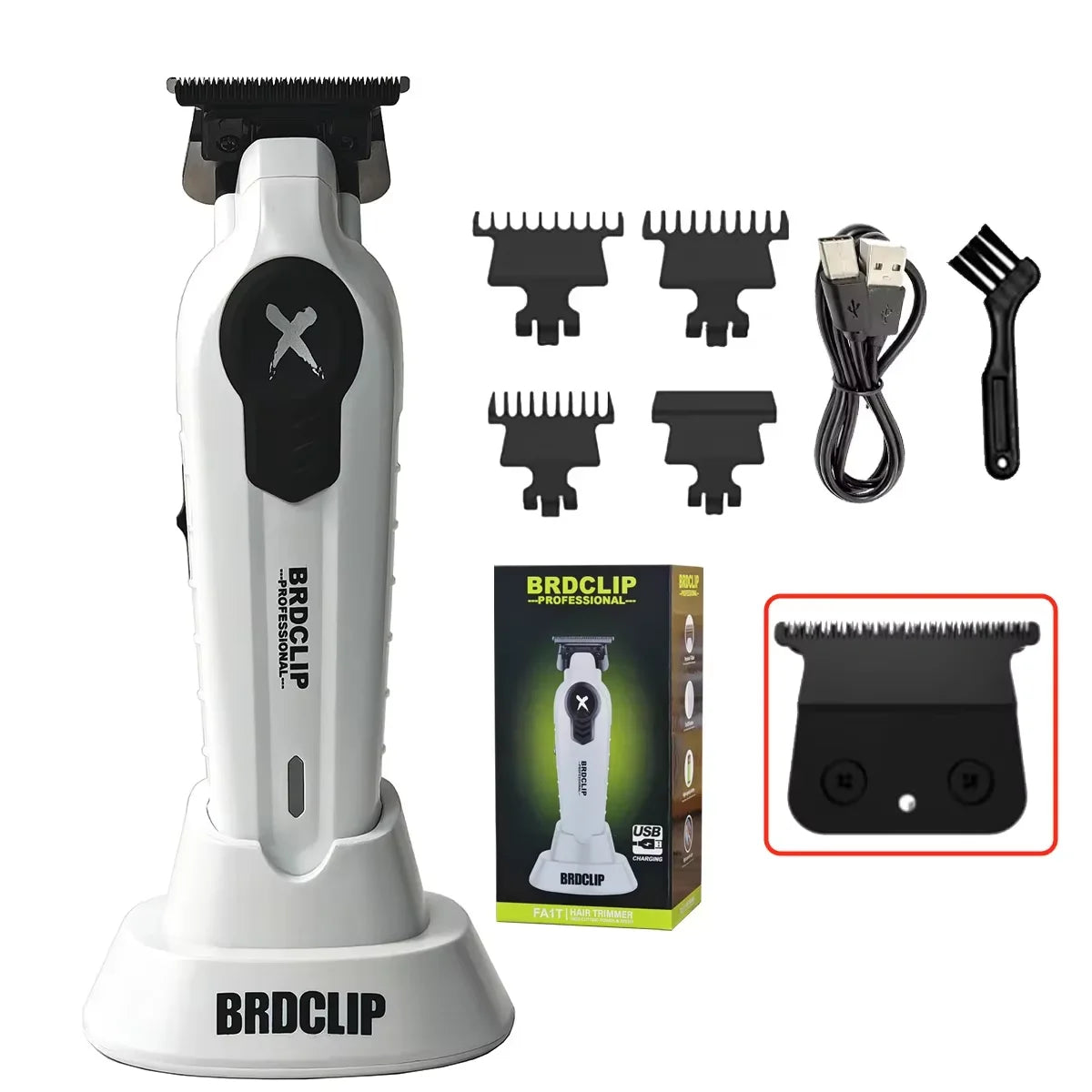 BRDCLIP FA1T Pro Hair Trimmer – Gradient Clipper with Charging Stand