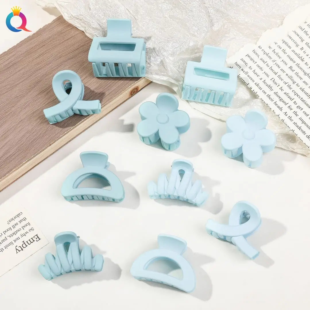 5-Piece Matte Flower Hair Claw Clips – Small Barrettes for Thin Hair
