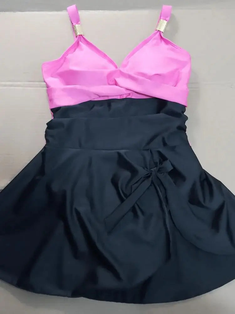 Women’s Tummy Control Swimdress – One-Piece Ruched Cross Swimwear (8 Colors)