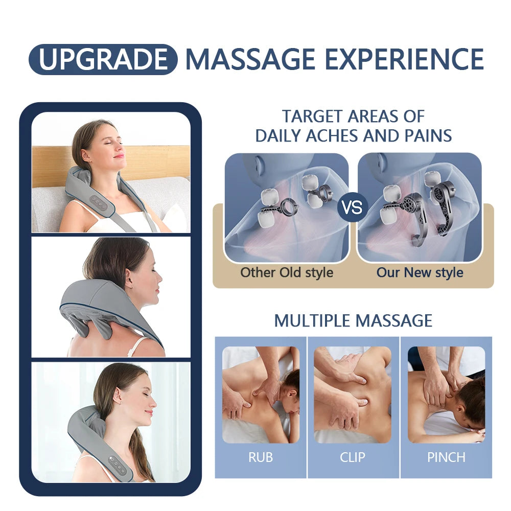 Foreverlily Wireless Neck & Shoulder Massager – Kneading Back Massage Shawl