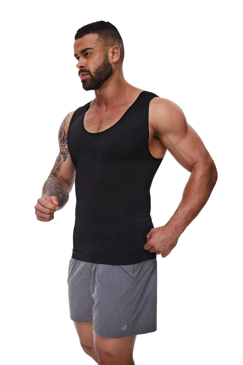 Men’s Compression Shirt – Tummy Control Slimming Vest for Workout & Waist Training