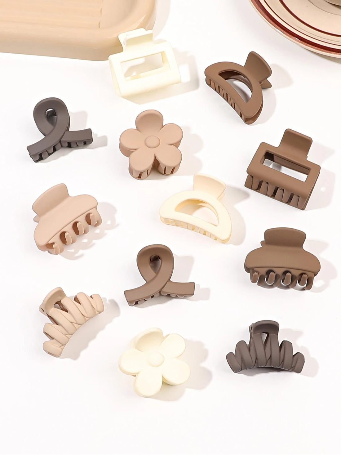 5-Piece Matte Flower Hair Claw Clips – Small Barrettes for Thin Hair