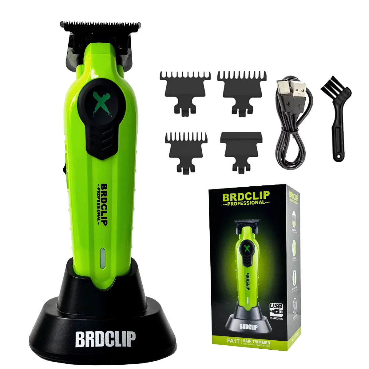 BRDCLIP FA1T Pro Hair Trimmer – Gradient Clipper with Charging Stand