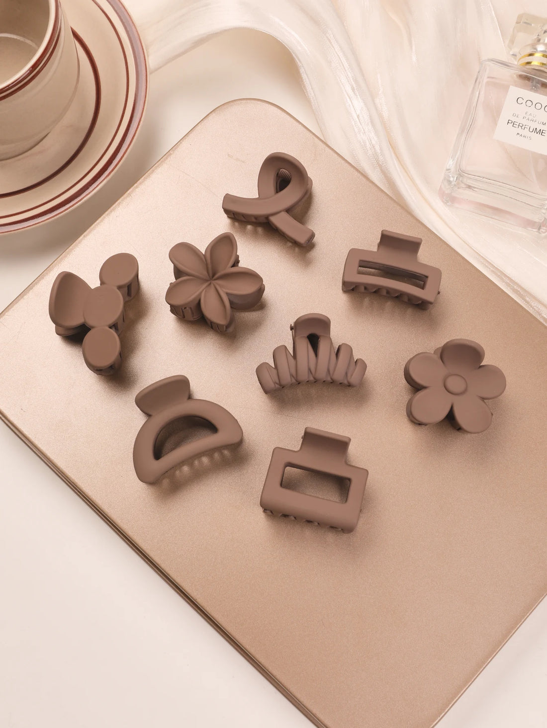 5-Piece Matte Flower Hair Claw Clips – Small Barrettes for Thin Hair