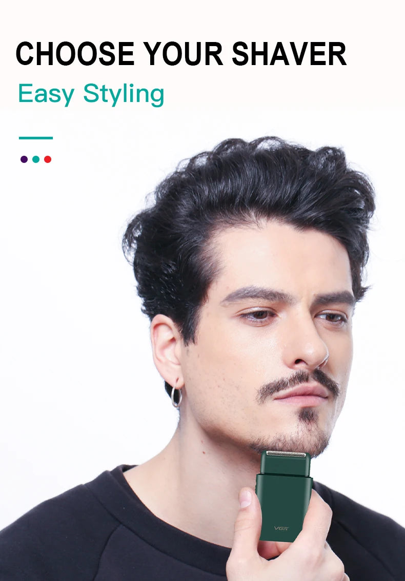 VGR 390 Mini Cordless Beard Trimmer – Rechargeable Electric Shaver for Men