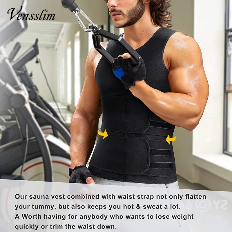 Vensslim Men’s Waist Trainer Vest – Slimming Compression Shapewear Shirt