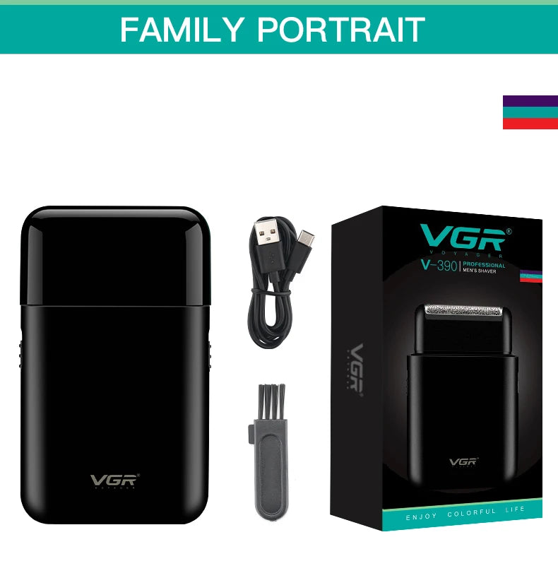VGR 390 Mini Cordless Beard Trimmer – Rechargeable Electric Shaver for Men