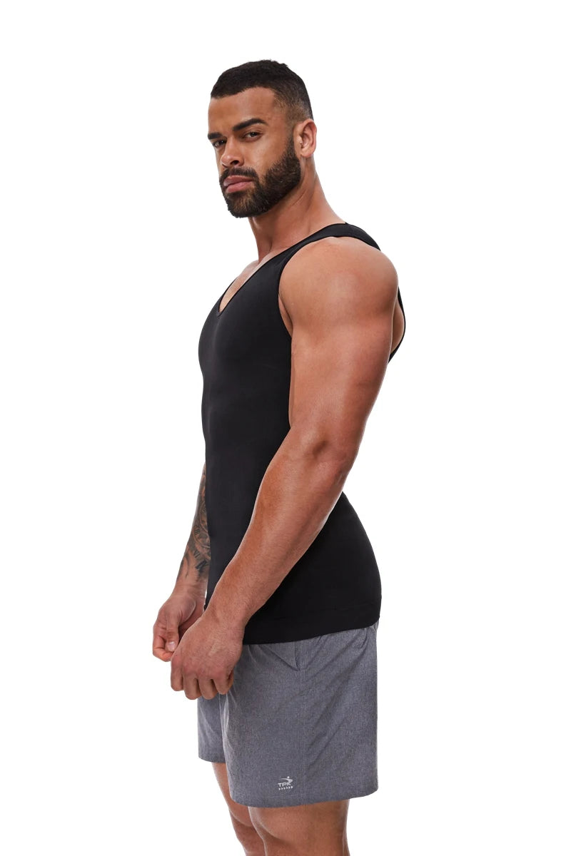 Men’s Compression Shirt – Tummy Control Slimming Vest for Workout & Waist Training