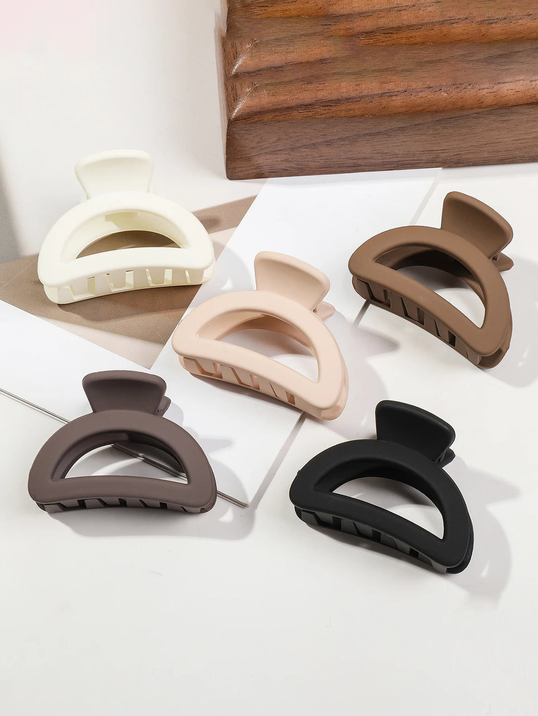 5-Piece Matte Flower Hair Claw Clips – Small Barrettes for Thin Hair