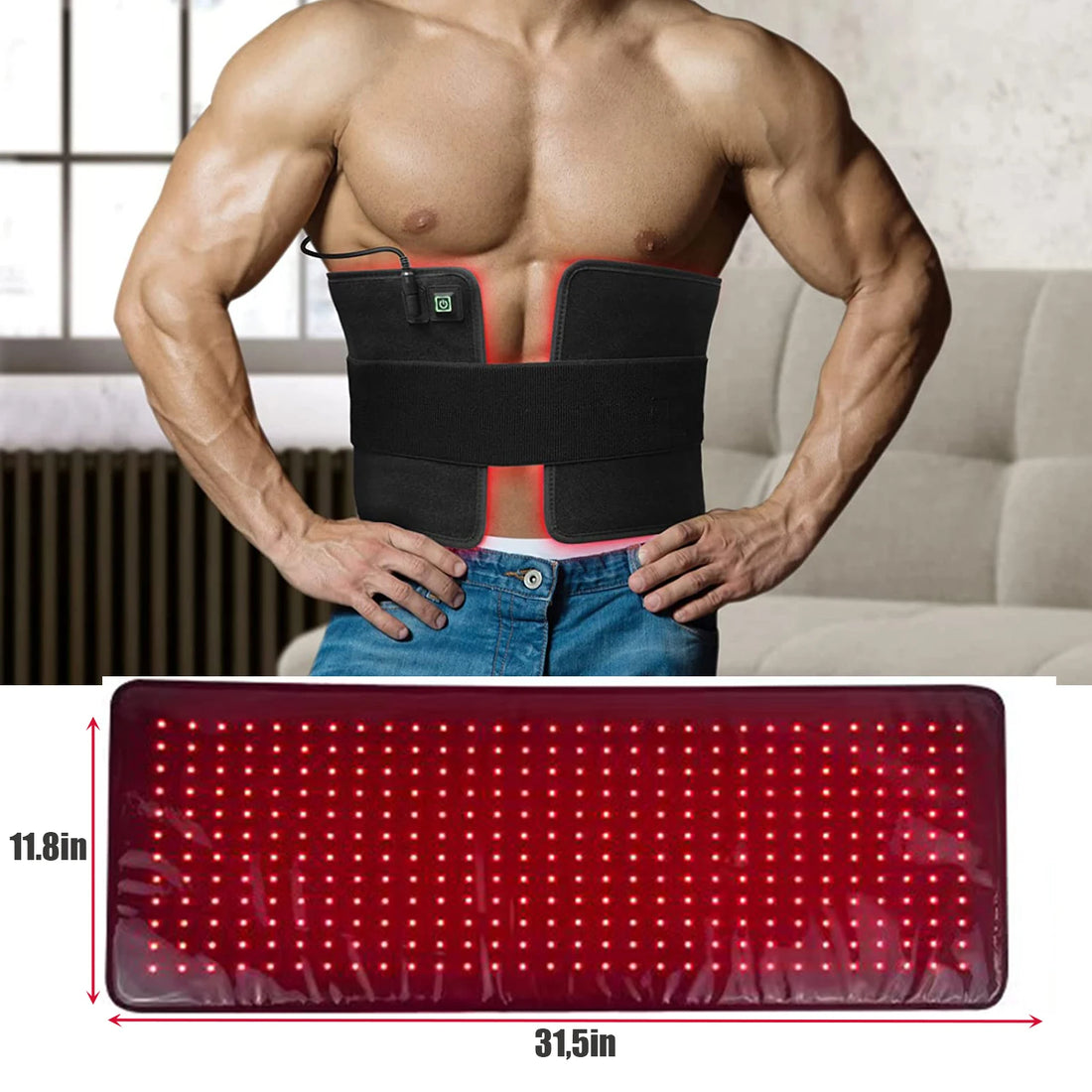 Red & Infrared Therapy Belt – Wearable LED Heating Pad for Body & Joints