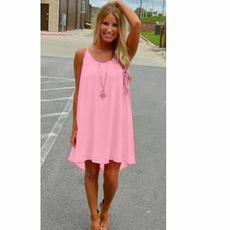 Women’s Casual Summer Mini Dress – Sleeveless Spaghetti Strap Bodycon