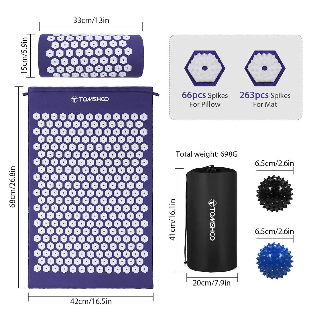 Acupressure Mat & Pillow Set – Massage Cushion for Pain & Stress Relief