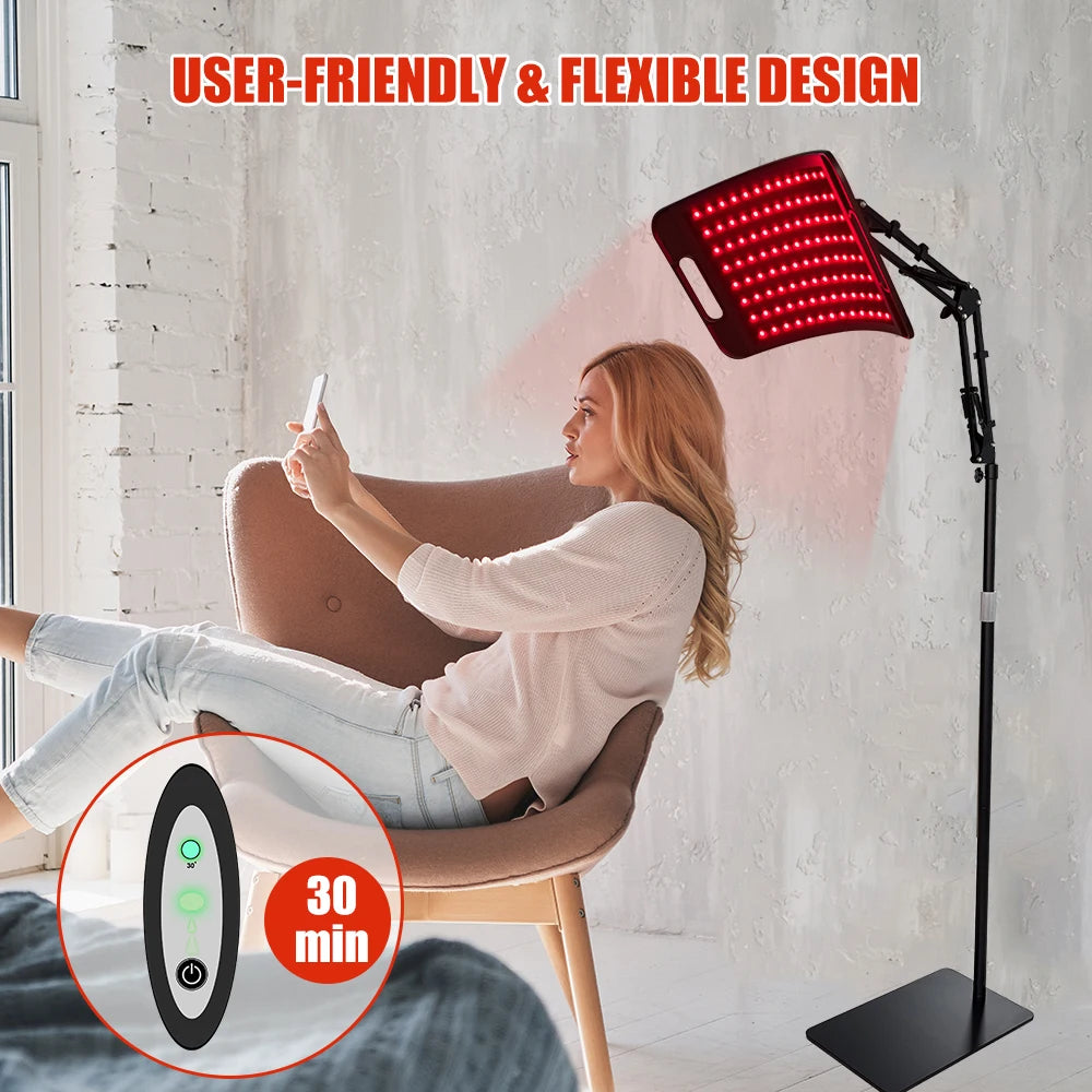 Red Light Therapy Panel – 660nm & 850nm Infrared with Stand & Timer