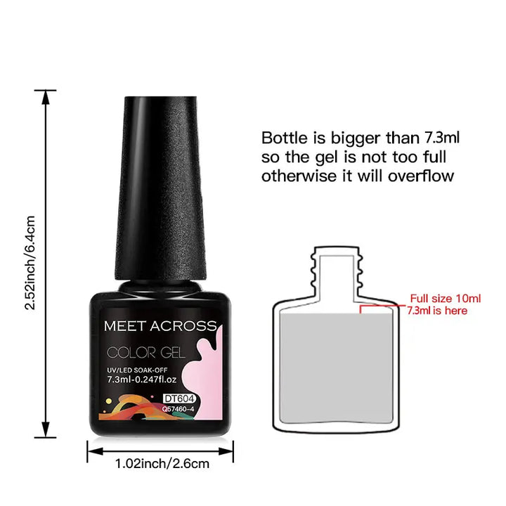 MEET ACROSS 6-Piece Gel Nail Polish Set – Nude & Brown Semi-Permanent Colors (7.3ml)