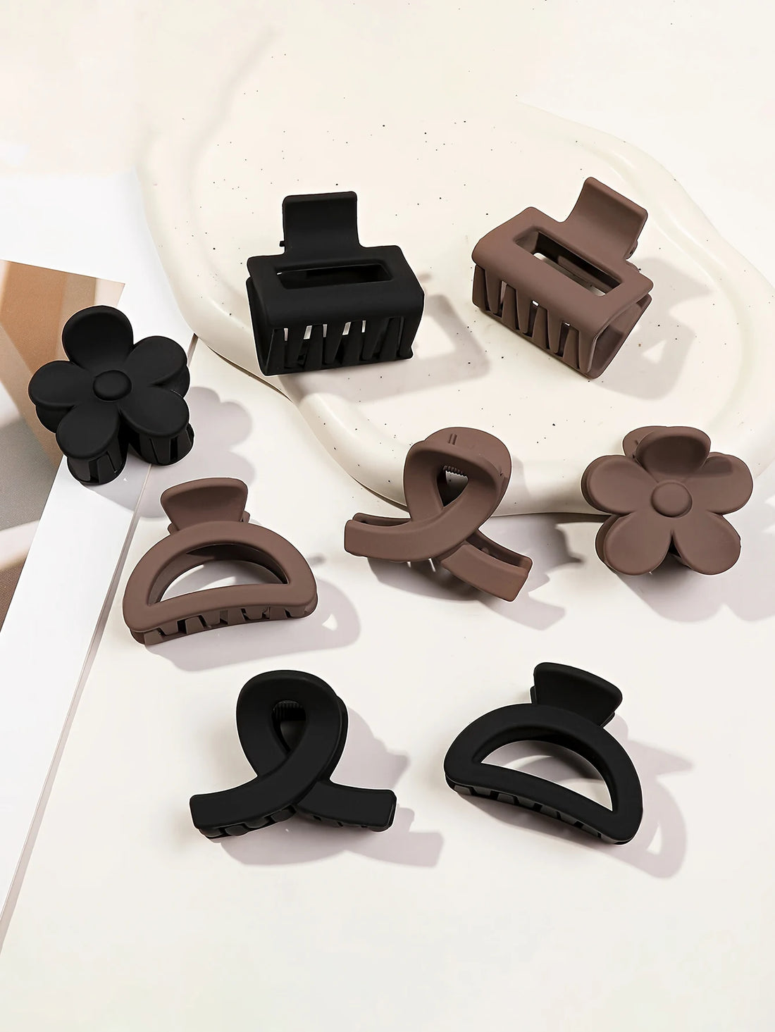 5-Piece Matte Flower Hair Claw Clips – Small Barrettes for Thin Hair