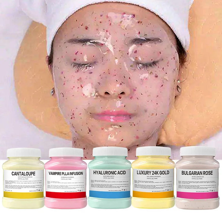 24K Gold Rose Jelly Mask Powder – 350g Hydrating & Brightening Facial Treatment