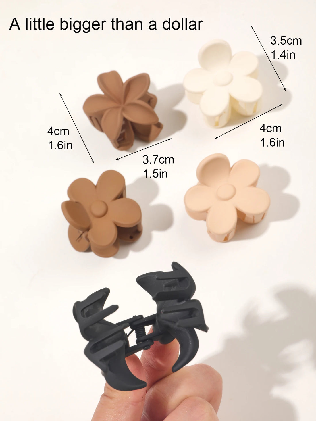 5-Piece Matte Flower Hair Claw Clips – Small Barrettes for Thin Hair