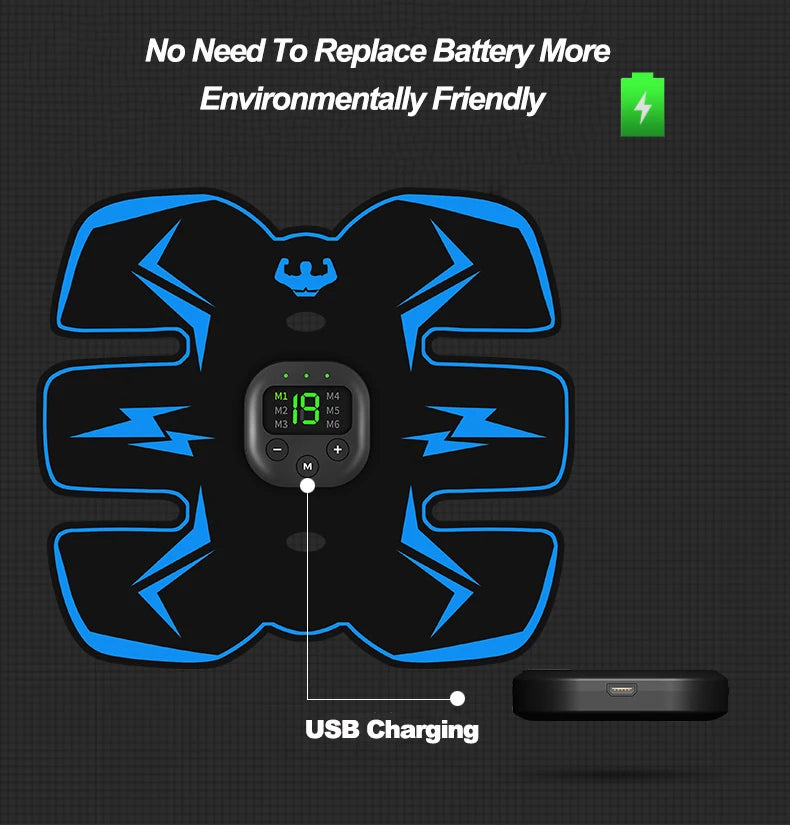 EMS Muscle Stimulator – USB Rechargeable Full Body Massager for Pain Relief & Fitness