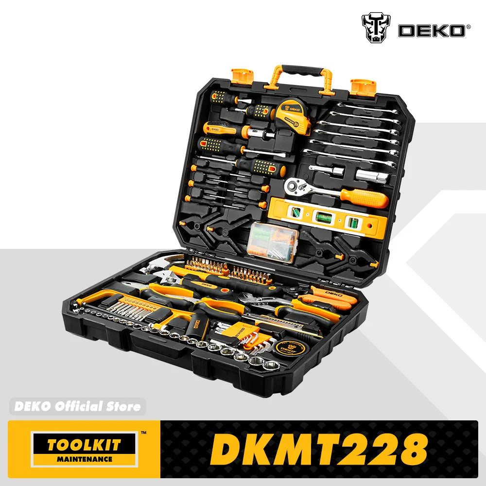 DEKO 228-Piece Auto Repair Tool Set – Socket Wrench Kit with Toolbox