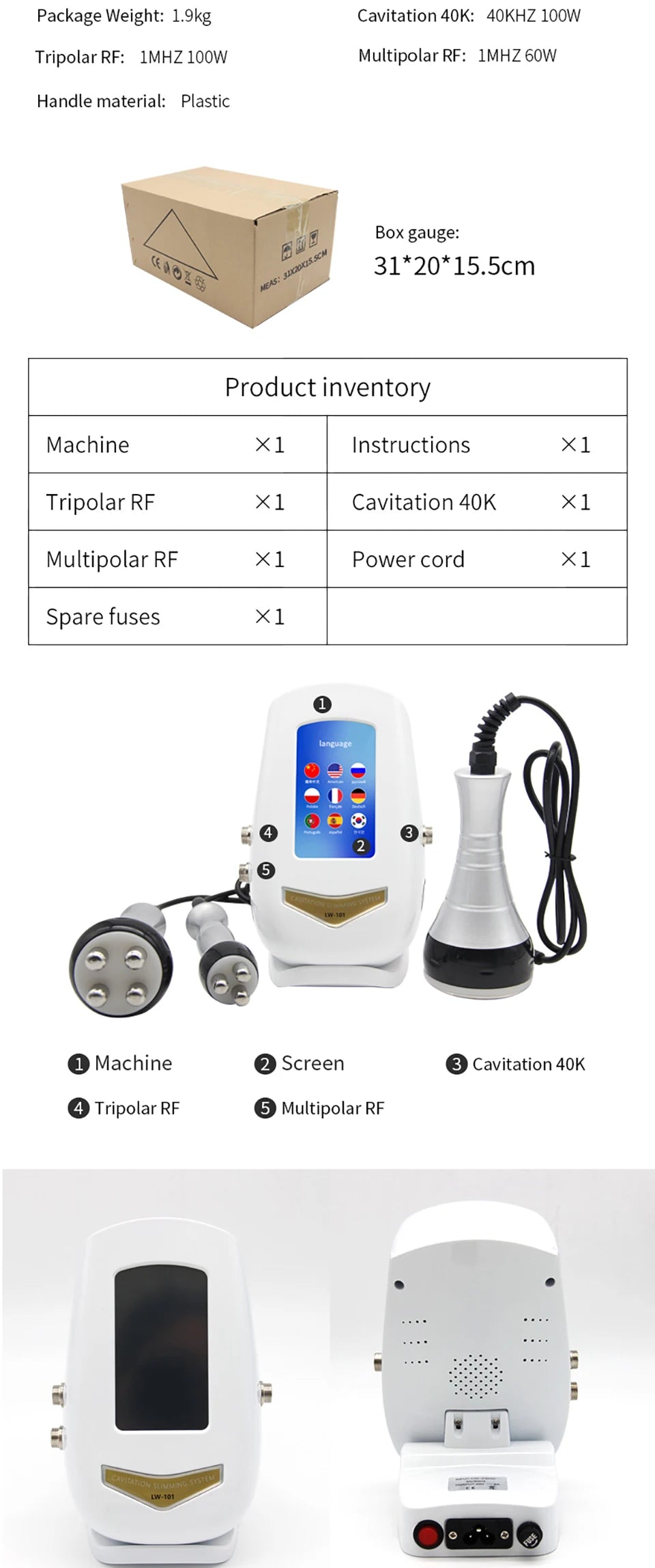 40K Ultrasonic Cavitation Machine – Body Slimming & RF Facial Massage Device