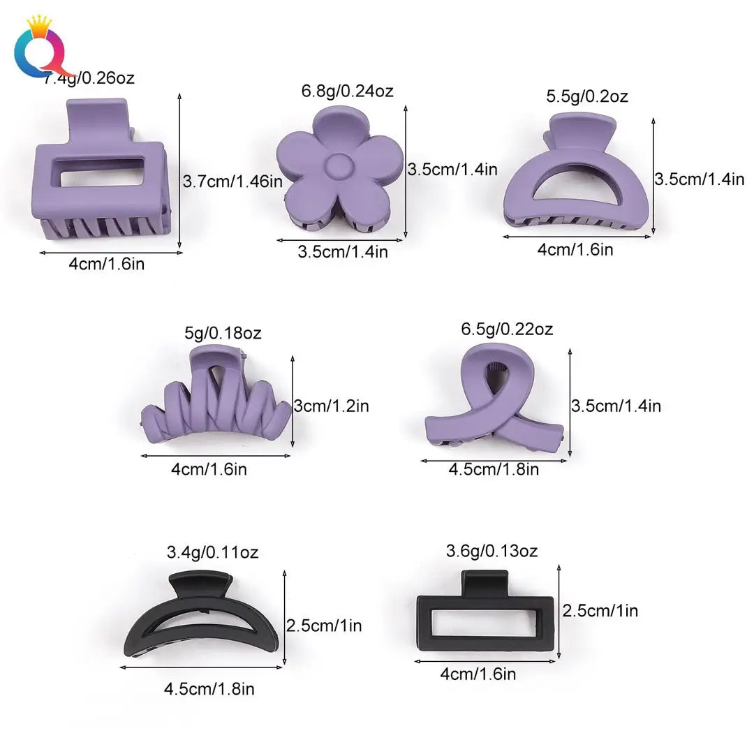 5-Piece Matte Flower Hair Claw Clips – Small Barrettes for Thin Hair