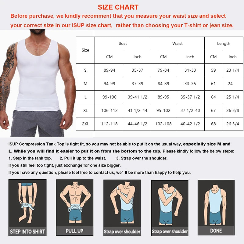 Men’s Compression Shirt – Tummy Control Slimming Vest for Workout & Waist Training
