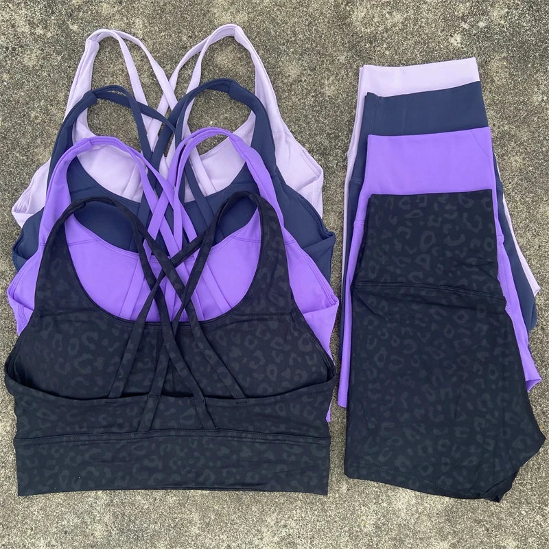 2-Piece Women’s Yoga Set – Cross-Back Sports Bra & High-Waist Shorts