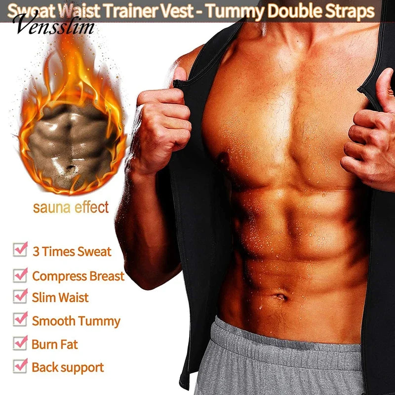 Vensslim Men’s Waist Trainer Vest – Slimming Compression Shapewear Shirt