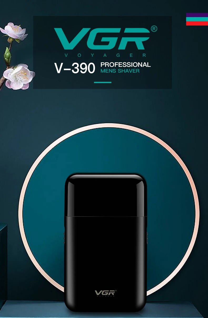 VGR 390 Mini Cordless Beard Trimmer – Rechargeable Electric Shaver for Men