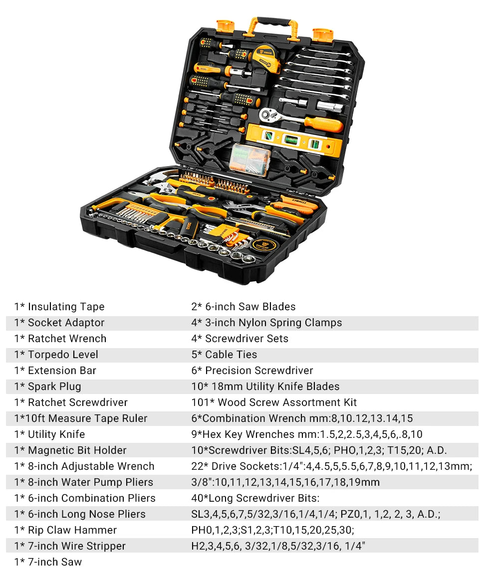DEKO 228-Piece Auto Repair Tool Set – Socket Wrench Kit with Toolbox