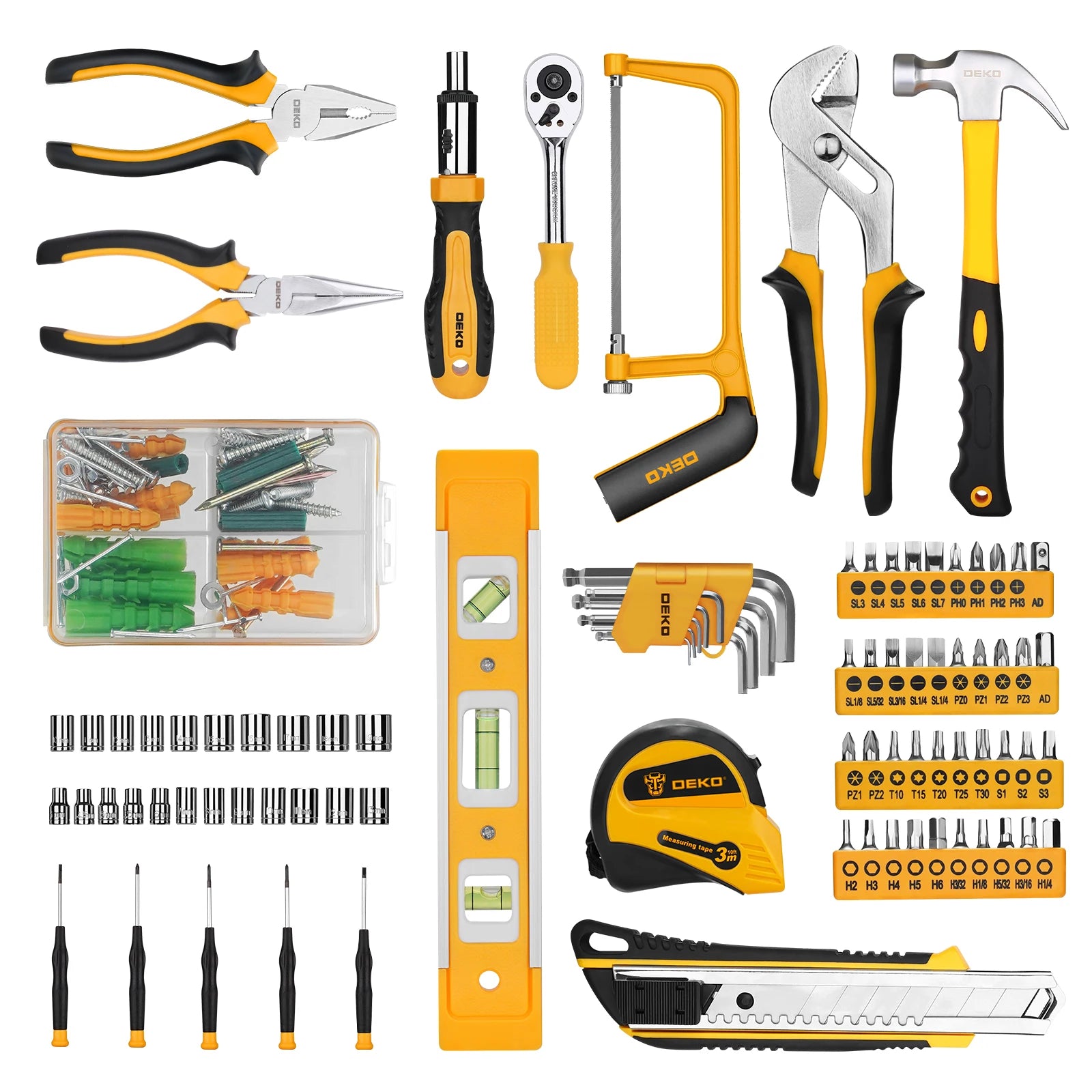 DEKO 228-Piece Auto Repair Tool Set – Socket Wrench Kit with Toolbox
