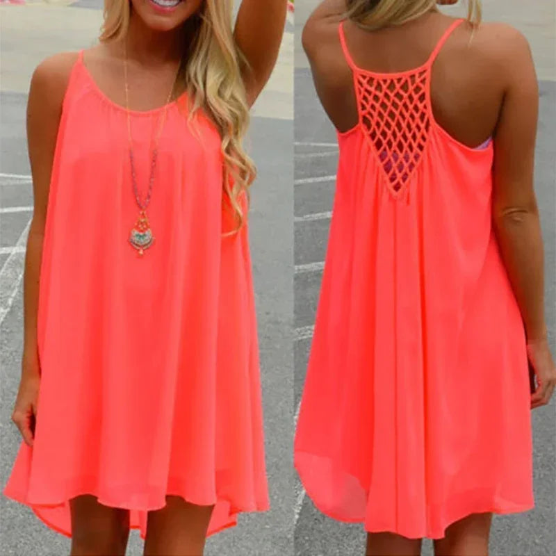 Women’s Casual Summer Mini Dress – Sleeveless Spaghetti Strap Bodycon