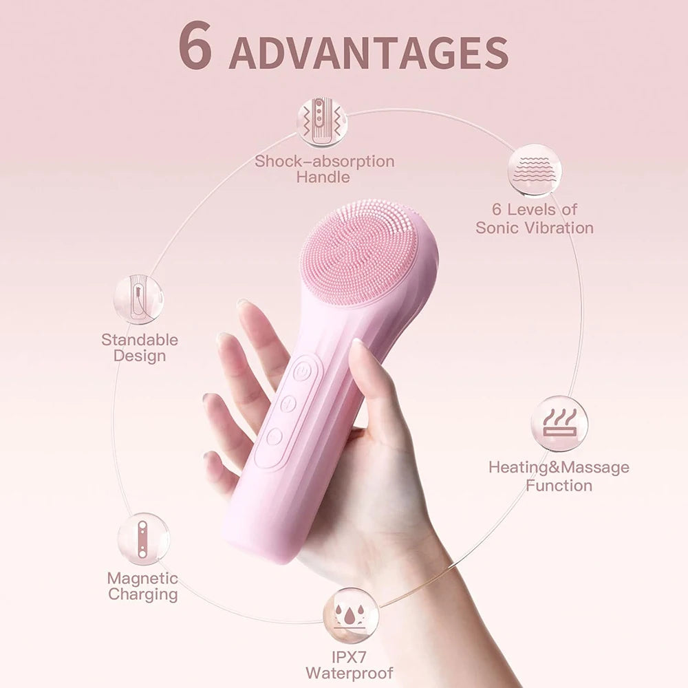 Sonic Facial Cleansing Brush – Waterproof, Rechargeable Exfoliating Tool