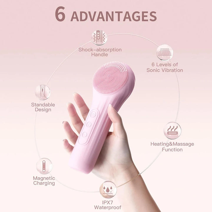 Sonic Facial Cleansing Brush – Waterproof, Rechargeable Exfoliating Tool