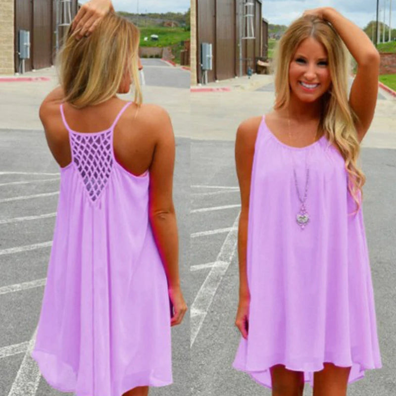Women’s Casual Summer Mini Dress – Sleeveless Spaghetti Strap Bodycon