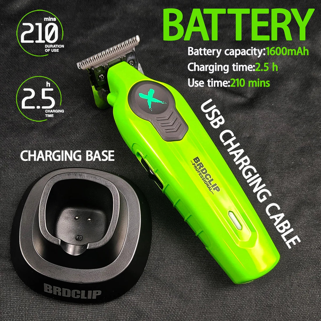 BRDCLIP FA1T Pro Hair Trimmer – Gradient Clipper with Charging Stand