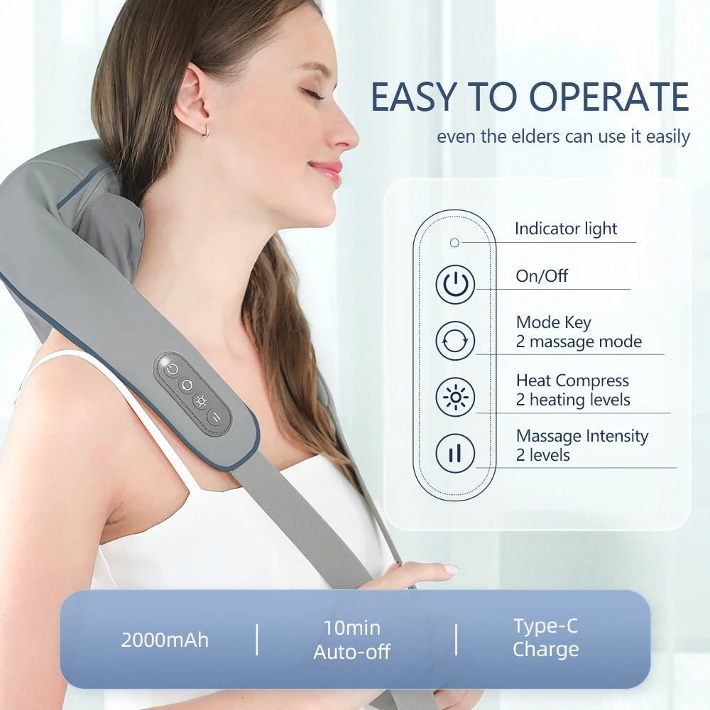 Foreverlily Wireless Neck & Shoulder Massager – Kneading Back Massage Shawl