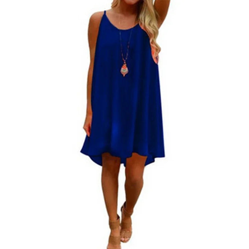 Women’s Casual Summer Mini Dress – Sleeveless Spaghetti Strap Bodycon