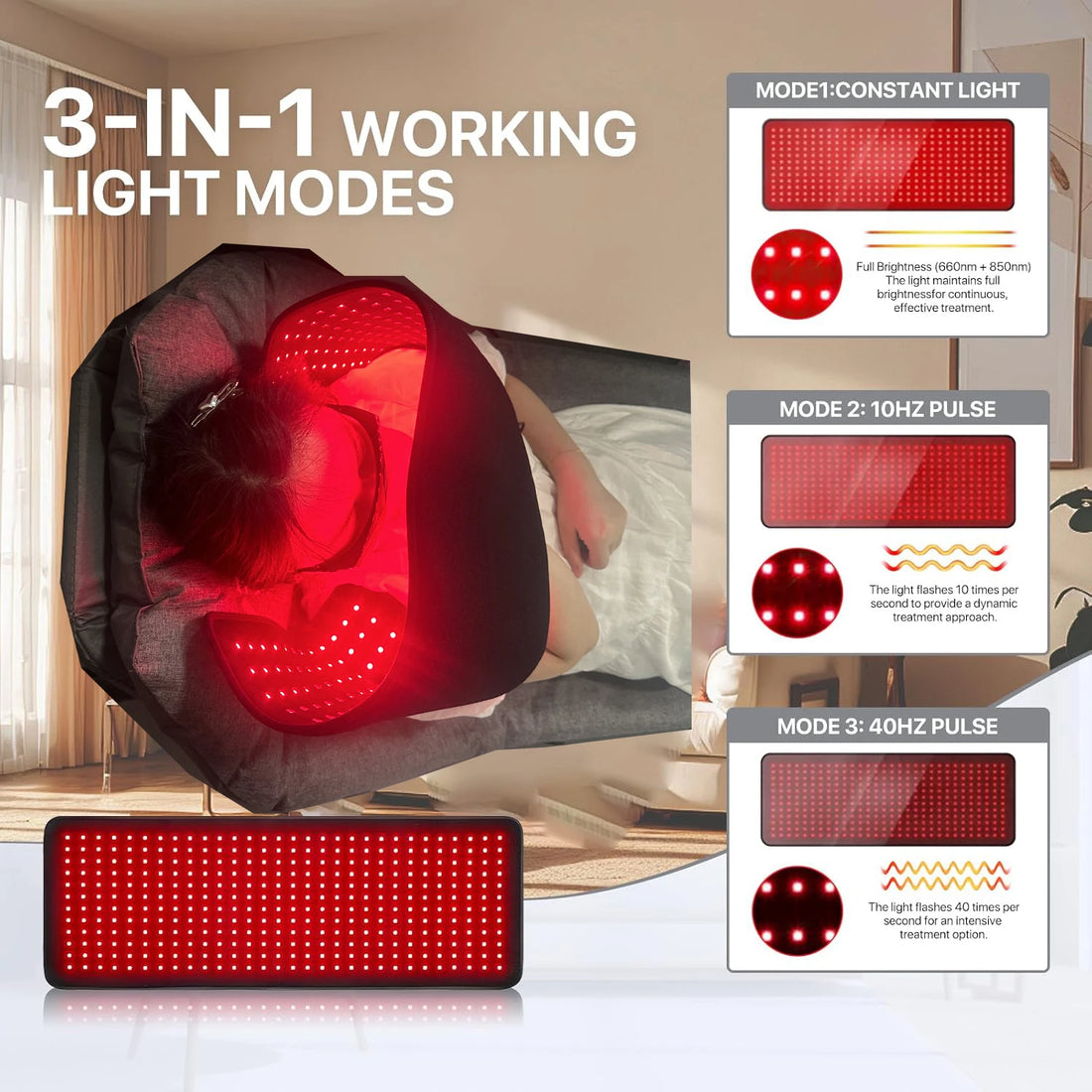 Red & Infrared Therapy Belt – Wearable LED Heating Pad for Body & Joints
